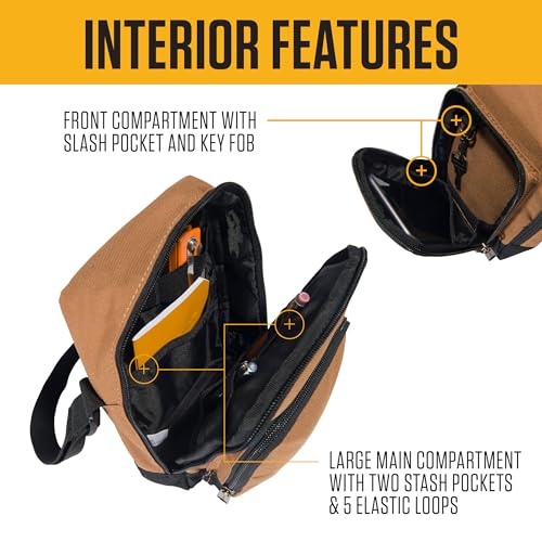 Carhartt Crossbody Zip Bag, Durable, Adjustable Crossbody Bag with Zipper Closure for Men and Women - color: Essential Crossbody Bag (Carhartt Brown)