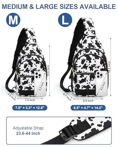 Capolo Sling Bag for Women Men Waterproof Crossbody Bags for Women Trendy Casual Fanny Pack with Convertible Shoulder Strap Chest Bag for Travel Hiking(Cow Print, Medium) - color: Cow Print, size: Medium