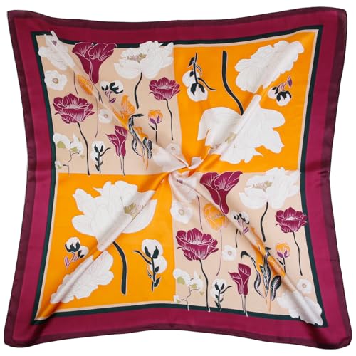 AIBFRID 27.5" Head Scarf for Women, Large Square Satin Hair Scarf Neck Silk Scarves Hair Wrap Bandanas For Sleeping - color: Style_01