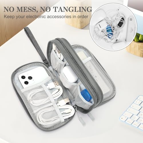 FYY Travel Cable Organizer Pouch Electronic Accessories Carry Case Portable Waterproof Double Layers All-in-One Storage Bag for Cord, Charger, Phone, Earphone Dark Grey - color: Dark Grey, style: Small