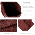 Handmade Woven Bag Satchel Handbag For Women Vegan Leather Tote Bag With Purses Travel Shoulder Bag Underarm Bag - color: Wine Red