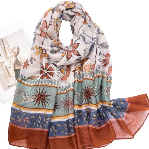 vimate Lightweight Scarf for Women Fashion Head Cover Hijab Cotton Voile Scarf Shawl Wrap for Spring Fall Winter Season - color: J2#.style 39