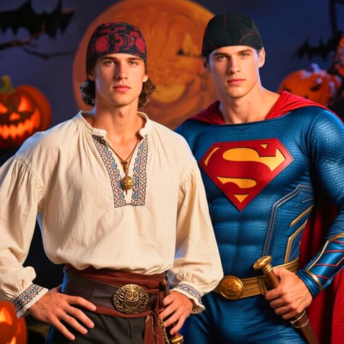 DOCILA 3 Pcs Do Rags for Men Skull Cap Bandana Hat Breathable Helmet Linner Beanie - color: Blackorangered