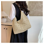OANEXX Summer Straw Hobo Bags for Women Boho Woven Mesh Beach Tote Bag Large Capacity Crochet Vacation Shoulder Handbag - color: Khaki