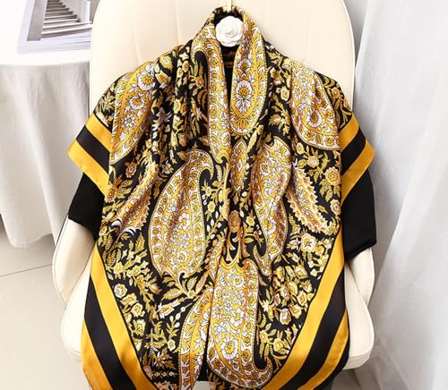 XL 43 Inch Extra Large Square Scarf Fashion Scarves Silk Feeling Hair Scarf Wrapping Scarfs Night Sleeping Headscarf - color: Ba1033