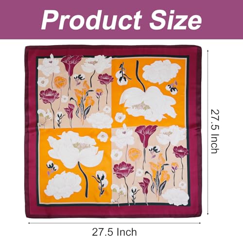 AIBFRID 27.5" Head Scarf for Women, Large Square Satin Hair Scarf Neck Silk Scarves Hair Wrap Bandanas For Sleeping - color: Style_01