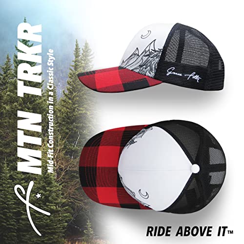Grace Folly Beach Trucker Hats for Women- Snapback Baseball Cap for Summer - color: Red Plaid Mountain