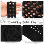 EIMMBD Crochet Bags for Women Beach Totes Bags Aesthetic Summer Tote Shoulder Hippie Bag Knit Bag - color: Standard Black-b