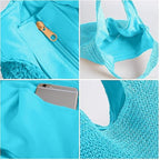 Hand-woven Soft Large Straw Shoulder Bag Boho Straw Handle Tote Retro Summer Beach Bag Rattan Handbag - color: Blue