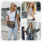 Spacious Nylon Checkered Crossbody Bum Bag for Women, Fashion Checkerboard Fanny Pack Purse with Anti-theft Pocket, Adjustable Wider Strap Wasit Bag (Beige) - color: Beige