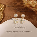 Hayopi Pearl Earrings for Women - Dainty Gold Dangle Drop Earrings, 14k Gold Plated Cute Bow Design, Hypoallergenic Pearl Studs, Wedding Jewelry Gifts - color: GOLD-Inverted Pearl