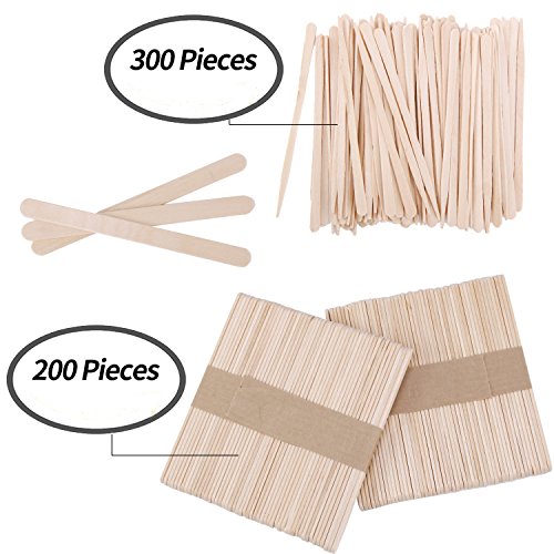 500 Pieces Wooden Wax Sticks Waxing Spatula Applicators Wood Craft Sticks for Body Eyebrow Legs Face Hair Removal (Small and Large)