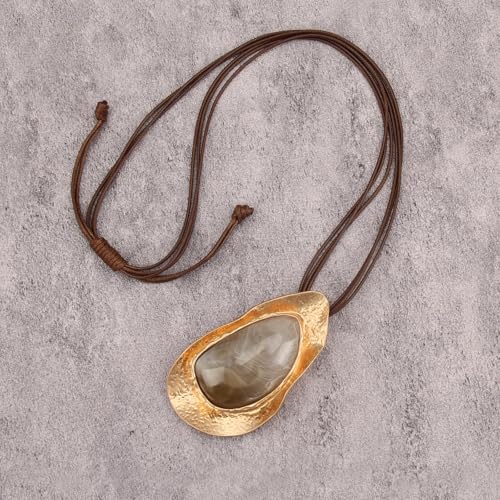 Boho Necklaces for Women Cord Necklace with Pendant Long Silver Necklace Vintage Sweater Necklace Hippie Jewelry for Women Girls Gifts - style: Big Pendant Necklace