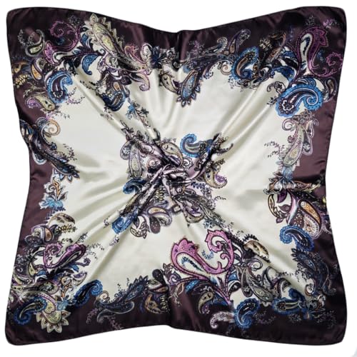 4 Pc Set Large 35 x 35 inches Satin Square Scarves Neck Hair Head Scarf Bundle - color: Set M