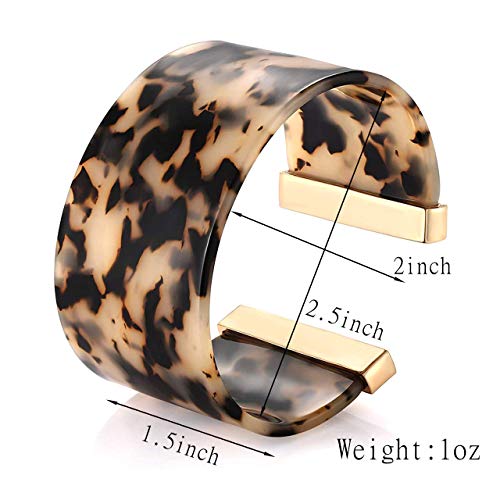 FAERLIIRY Cuff Bracelet for Women Acrylic Resin Bracelets Statement Bangle Bracelet Adjustable Bracelet Wide Chunky Bracelets for Women - color: Leopard
