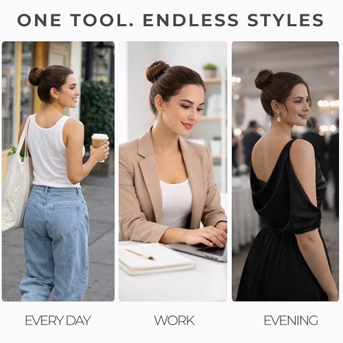 Styla Hair Magic Bun Maker (2 Small, 2 Large) Foam Sponge Bun Shaper Hair Accessories (Brunette) - color: Brunette