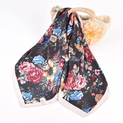 27.5 Inches Silk Head Scarf for Women Satin Hair Scarf Silk Wrap Neck Square Scarves Feeling Scarf Boho Headwear - color: Apricot-rose