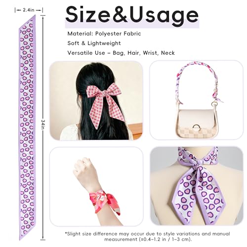 ZXZH 6 Pack Fashion Scarves for Women, Versatile Boho Head Scarf, Satin Scarf for Hair, Neck, Wrist, and Purse Accessories - color: French Floral Print