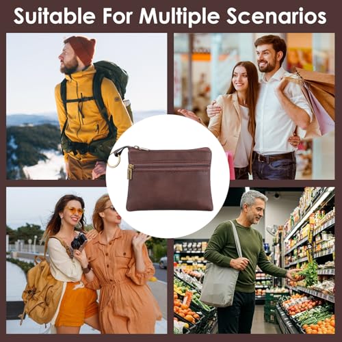 1 Pc Leather Change Purse For Women, Small Wallet With Zipper Mini Coin Purse Wallets, Brown Wallet Card Holder For Women Men