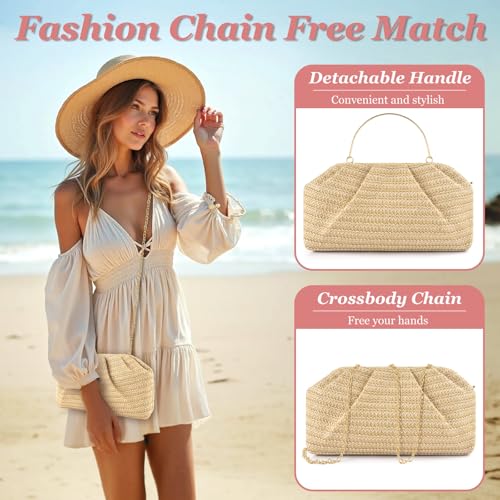 ERKOON Clutch Purse for Women Elegant Pleated Evening Bag Crossbody Shoulder Handbag Envelope Bag with 2 Detachable Chain - color: Original Color Blocking