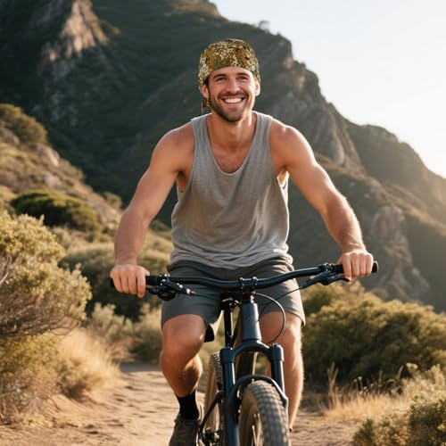 DOCILA 3 Pcs Do Rags for Men Skull Cap Bandana Hat Breathable Helmet Linner Beanie - color: Desertbrowngrey