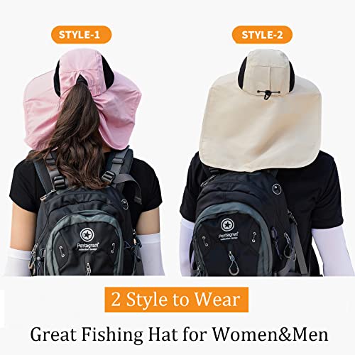 Sun Hat for Men Women with Neck Flap,UPF 50+ UV Protective Hiking Fishing Hats,Wide Brim Sun Hat for Women&Men - color: 1pack-purple