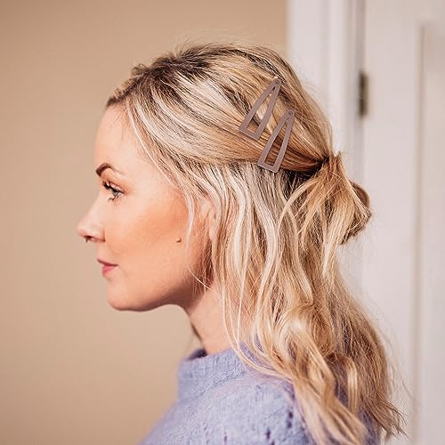 10 Pcs Double Grip Hair Clips, Sightor Metal Snap Hair Clips Hair Barrettes for Women Hair Making Salon Supplies Hair Accessories (Brown) - color: Brown