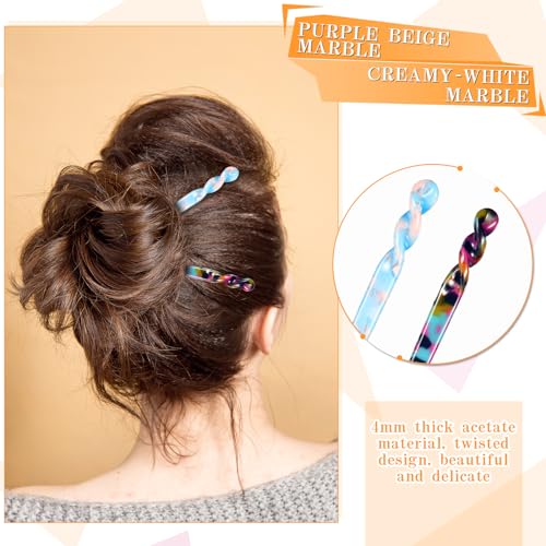 12 Pieces Acetate Hair Sticks Hair Chopsticks Tortoise Shell Leopard Print Shell Pins Vintage Chinese Chopstick Styling Accessories for Women, 6 Style(Vivid Pattern)