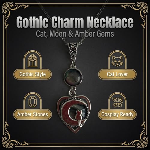 Gothic Vintage Gem Pendant Necklace | Victorian Style Filigree Silver-Tone Jewelry | Ideal Gift for Party Cosplay & Daily Wear - color: Firefly-Color