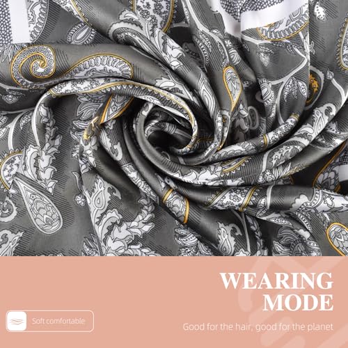 27.5 Inches Silk Head Scarf for Women Satin Hair Scarf Silk Wrap Neck Square Scarves Feeling Scarf Boho Headwear - color: Back-small Cashews