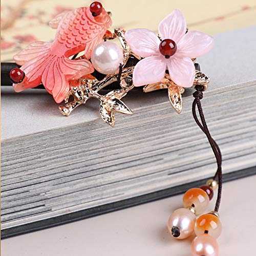 Wooden Hair Pins 7.08" Chinese Goldfish Flower Hair Sticks For Long Hair Buns for Women - color: B