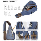 KL928 Canvas Sling Bag - Small Crossbody Backpack Shoulder Casual Daypack Rucksack for Men Women(Blue) - color: Canvas-blue
