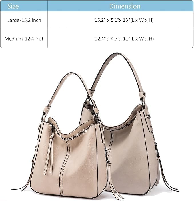 Realer Hobo Crossbody Bags for Women Designer Faux Leather Hobo Handbags Retro Large Size Shoulder Bag Bucket Purse - color: Apricot, size: Large-15.2 inch