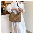 OANEXX Summer Straw Hobo Bags for Women Boho Woven Mesh Beach Tote Bag Large Capacity Crochet Vacation Shoulder Handbag - color: Brown