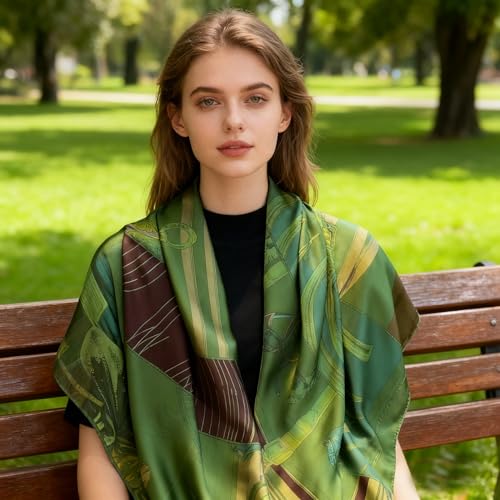 XL 43 Inch Extra Large Square Scarf Fashion Scarves Silk Feeling Hair Scarf Wrapping Scarfs Night Sleeping Headscarf - color: Ba1032