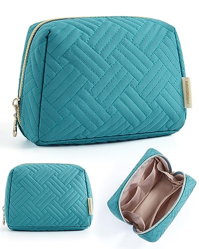 BAGSMART Small Makeup Bag, Travel Cosmetic Bag Make Up Pouch Small Travel Zipper Pouch,Water-resistant Toiletry Bag,Makeup Organizer Bag for Women, Blue - color: 01-Teal Blue