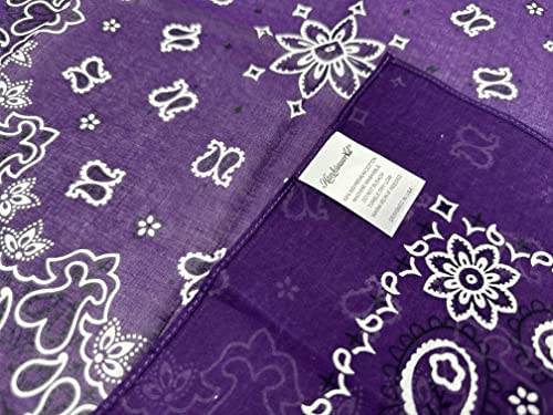 Bandanas for Women and Men，3 Pack Super Soft Thin 60s Preium Cotton 22 inch Handkerchiefs - color: 3 Pack-purple