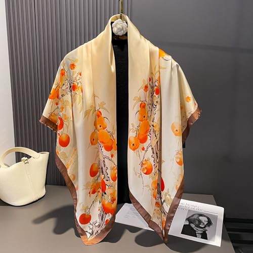 XL 43 Inch Extra Large Square Scarf Fashion Scarves Silk Feeling Hair Scarf Wrapping Scarfs Night Sleeping Headscarf - color: Ba1021