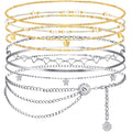 JenPen 8 Pcs Belly Chain Adjustable Waist Chain Summer Beach Bikini Waist Body Beads for Women Adults Multilayer - style: Stylish Style