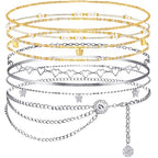 JenPen 8 Pcs Belly Chain Adjustable Waist Chain Summer Beach Bikini Waist Body Beads for Women Adults Multilayer - style: Stylish Style