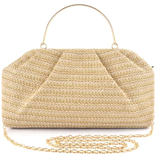ERKOON Clutch Purse for Women Elegant Pleated Evening Bag Crossbody Shoulder Handbag Envelope Bag with 2 Detachable Chain - color: Original Color Blocking