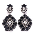Large Black Rhinestone Earrings for Women Prom Chandelier Drop Statement Earrings Costume Jewelry - color: Black2