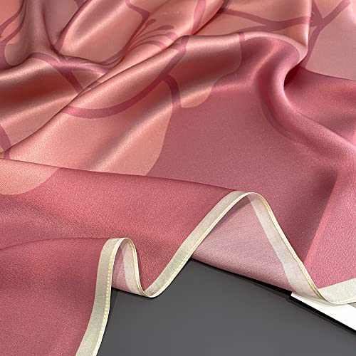 FEIBOON 100% Pure Mulberry Silk Scarfs 26"x26" Square Scarf Women Neckerchief Headscarf hair scarf bandana Gift Packed - color: Pink+ White