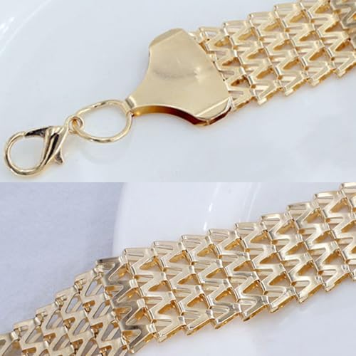 Women's Sparkly Gold Chain Belt 1in Wide Glitter Waist Belt for Wedding Dress Formal Waist 25" Upto 40"