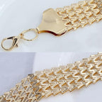 Women's Sparkly Gold Chain Belt 1in Wide Glitter Waist Belt for Wedding Dress Formal Waist 25" Upto 40"