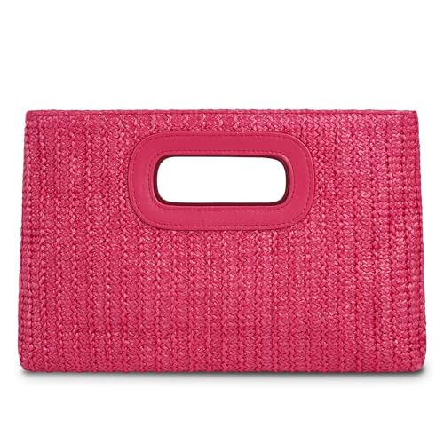 Top Handle Clutch Handbags for Women, Evening Handbag Shoulder Crossbody Purse with Gold Chain - color: Rose