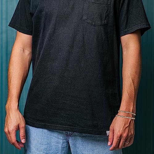 2Pcs Stainless Steel Bracelets for Men 14K Gold Plated Cuban Link Figaro Rope Silver Chain Bracelet Set Curb Width Sturdy Bracelet 7.5/8.3/9 Inches Jewelry Gifts for Dad Husband - color: E:Gold-Rope Link, size: Display Length: 7.5 Inches