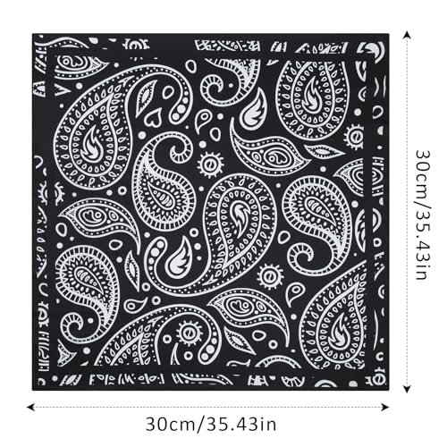 AWAYTR 35” Silk Scarf for Women Large Head Scarf Square Hair Scarf Satin Hair Bandana Printed Silk Sleeping Head Wrap - color: Big Cashew(black)