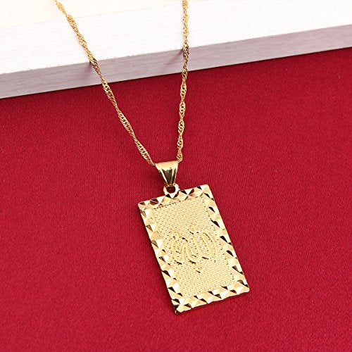 24K New Islamic Allah Pendant Charm Gold Pendant Necklace Religious Muslim Jewelry - style: Gold Plated