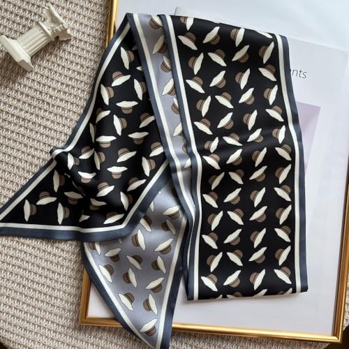 Silk Head Scarf for Hair Fashion Headwrap for Women Lightweight Neck Tie - color: X014-blue Hats